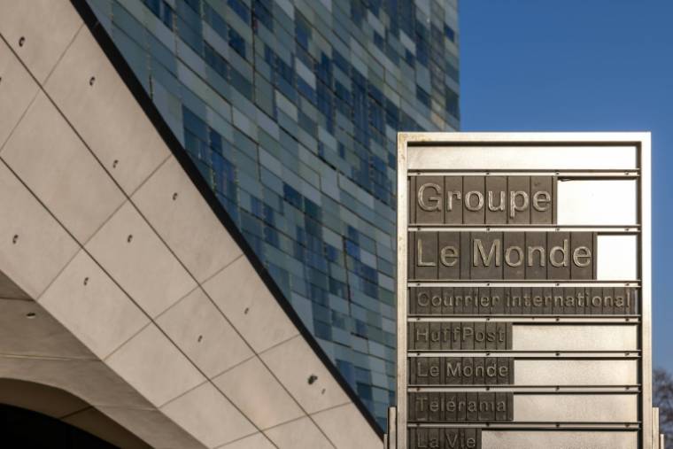 Le siège du groupe Le Monde à Paris, le 13 février 2023 ( AFP / JOEL SAGET )