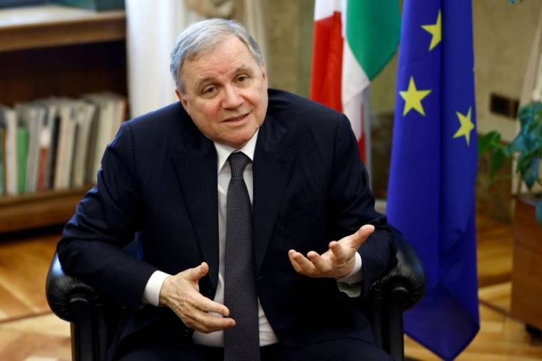 Le gouverneur de la banque centrale d'Italie, Ignazio Visco, lors d'une interview avec Reuters à Rome