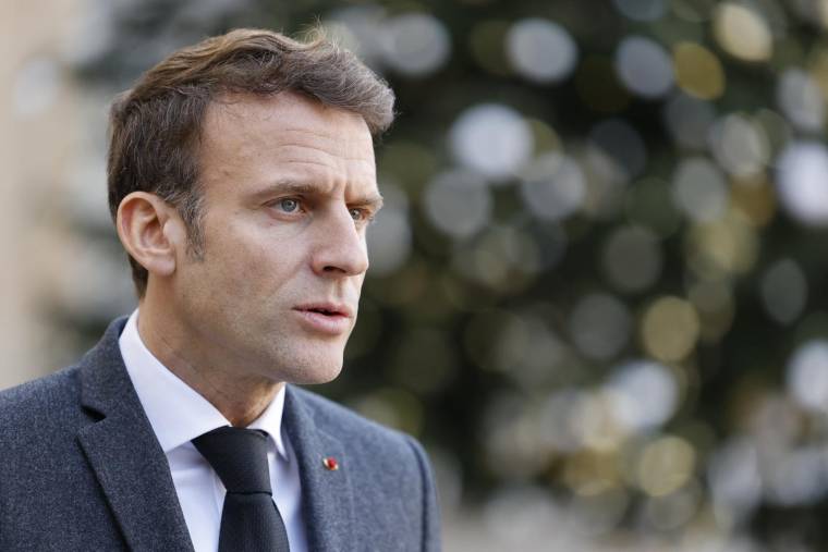Emmanuel Macron le 3 janvier 2022 à l'Élysée. ( AFP / LUDOVIC MARIN )