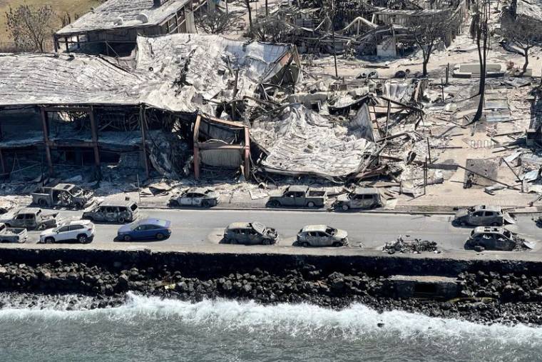 Des maisons détruites après des incendies de forêt à Lahaina, Maui, Hawaii, États-Unis