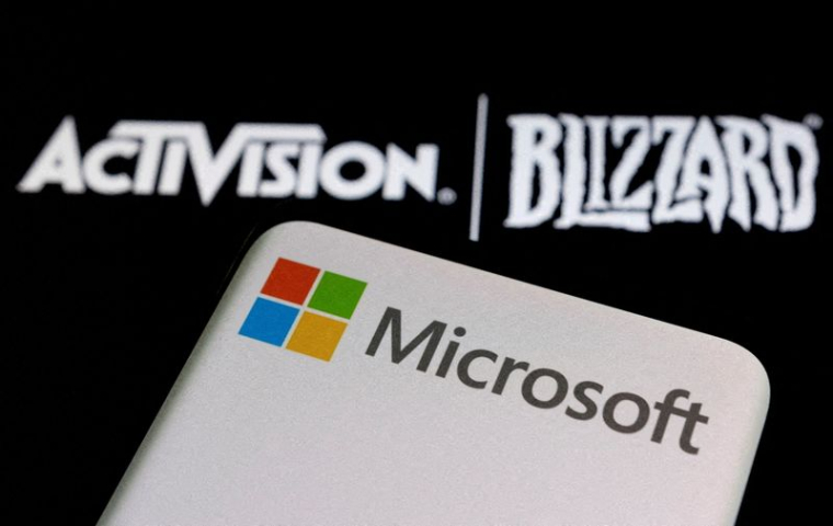 Photo d'archives du logo de logo Microsoft et Activision Blizzard