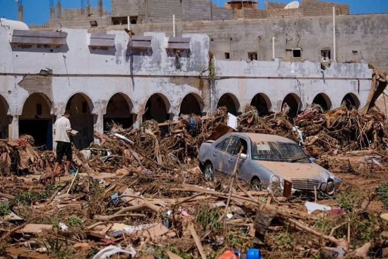 La suite d'une puissante tempête et de fortes pluies à Derna, en Libye