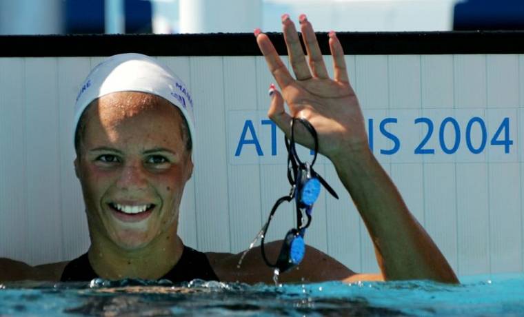 Laure Manaudou aux Jeux Olympiques d'Athènes, en 2004