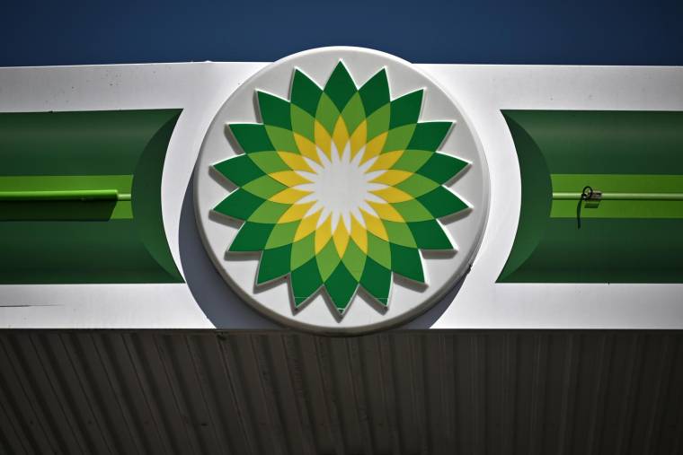 Le logo de l'entreprise BP, le 30 avril 2022 à Tonbridge, dans le sud-est de Londres. ( AFP / Ben Stansall )