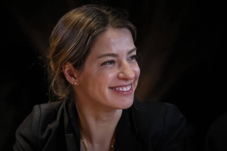 Céline Imart à Echouboulains, en Île-de-France, le 19 février 2024. ( AFP / KIRAN RIDLEY )