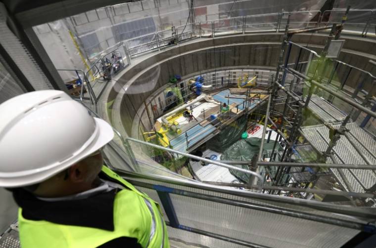 La chambre abritant la cible de tungstène,  qui produira les neutrons destinés aux expériences de l'ESS, le 26 avril 2024 à Lund, en Suède ( AFP / Emmanuel DUNAND )