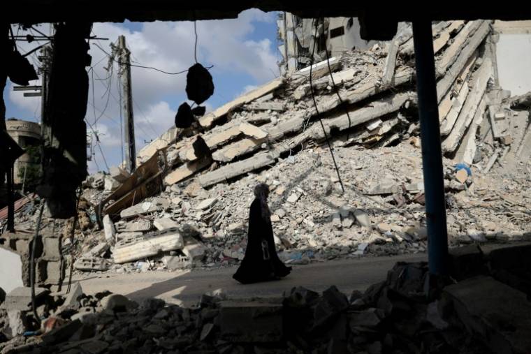 Bâtiments détruits par des bombardements israéliens à Rafah, dans le sud de la bande de Gaza, le 30 avril 2024 ( AFP / - )