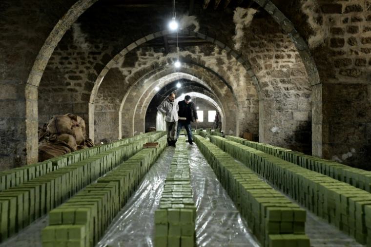 Cave remplie de cubes de savon à Alep, en Syrie, le 24 janvier 2022 ( AFP / - )