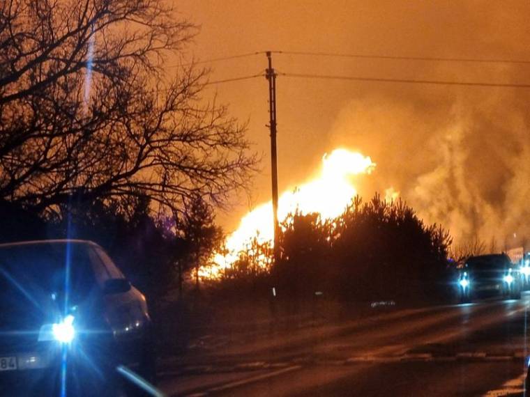 Photo d'une explosion sur un gazoduc reliant la Lituanie et la Lettonie