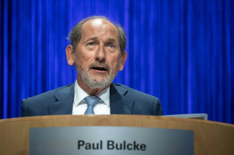 Paul Bulcke, président de Nestlé,lors de l'assemblée générale des actionnaires du géant suisse de l'alimentation Nestlé à Ecublens, près de Lausanne, le 18 avril 2024 ( AFP / Fabrice COFFRINI )