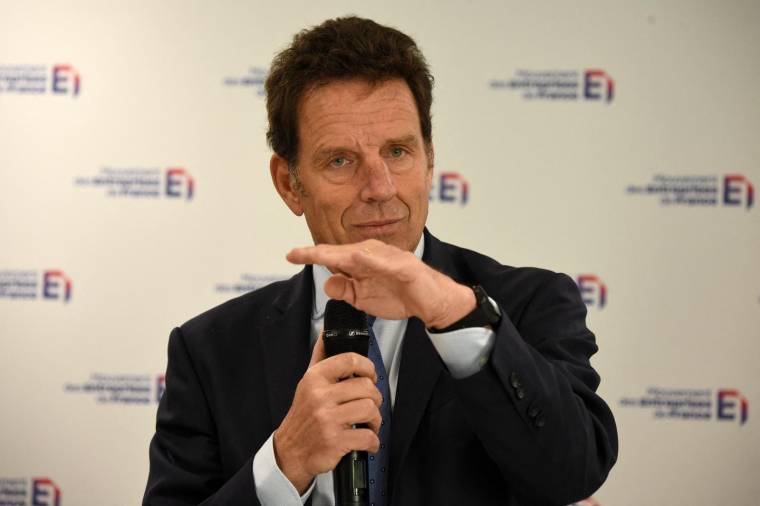 Geoffroy Roux de Bézieux, le 10 novembre 2021, à Paris ( AFP / ERIC PIERMONT )