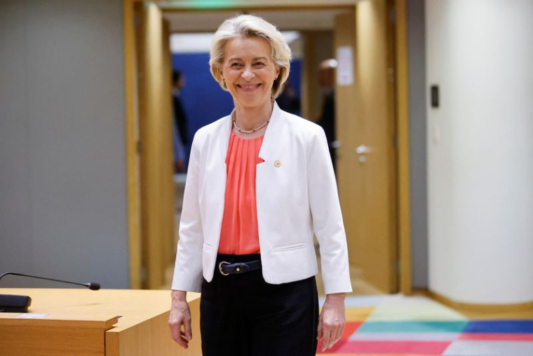 Ursula von der Leyen, présidente de la Commission européenne, lors d'un sommet des dirigeants de l'Union européenne à Bruxelles