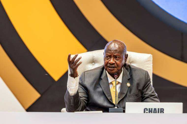 Le président ougandais Yoweri Museveni, le 20 janvier 2024 à Kampala ( AFP / LUIS TATO )