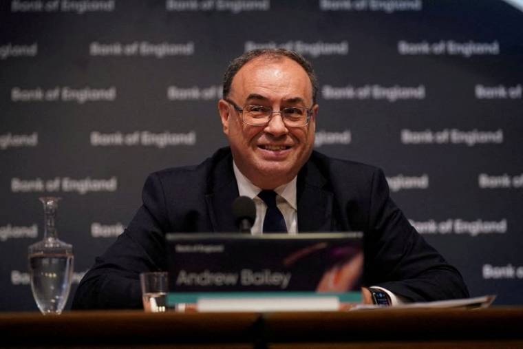 Le gouverneur de la Banque d'Angleterre, Andrew Bailey, à Londres