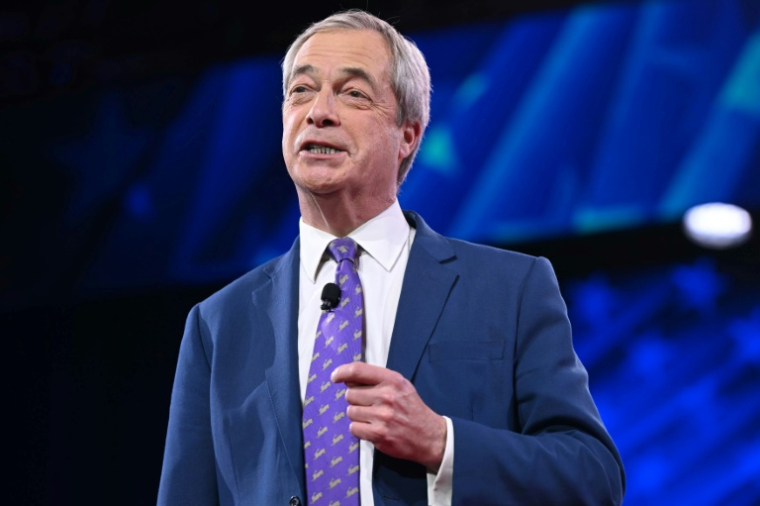 Le britannique Nigel Farage donne un discours à la convention CPAC, à National Harbor, près de Washington, le 21 février 2025 ( AFP / SAUL LOEB )