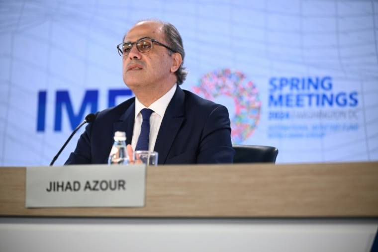 Le directeur régional du FMI, Jihad Azour, lors d'une réunion sur les perspectives économiques pour le Moyen-Orient et l'Asie centrale, le 18 avril 2024 à Washington ( AFP / Mandel NGAN )