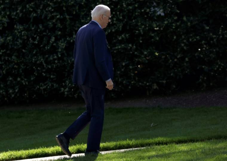 Le président américain Joe Biden arrive à la Maison Blanche pour une réunion d'urgence sur le Moyen-Orient, à Washington, aux Etats-Unis, le 13 avril 2024 ( AFP / SAMUEL CORUM )