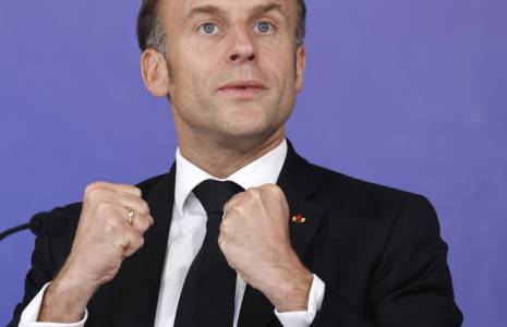 Emmanuel Macron, le 26 avril 2024, à Paris ( POOL / LUDOVIC MARIN )