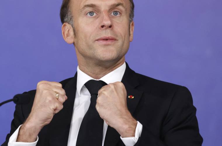 Emmanuel Macron, le 26 avril 2024, à Paris ( POOL / LUDOVIC MARIN )
