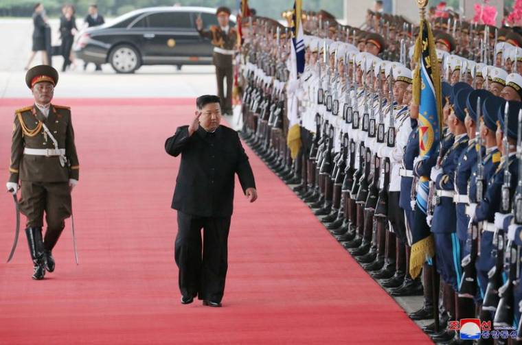 Le dirigeant nord-coréen Kim Jong-un lors de son départ pour la Russie