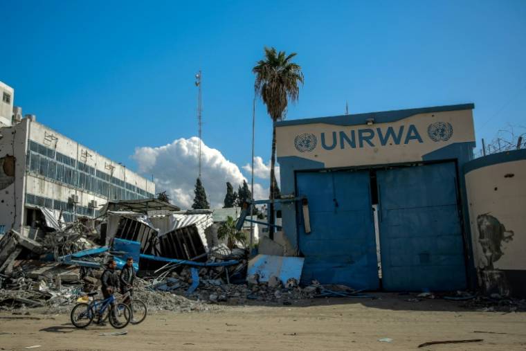 Le siège endommagé de l'UNRWA, le 15 février 2024 à Gaza ( AFP / - )