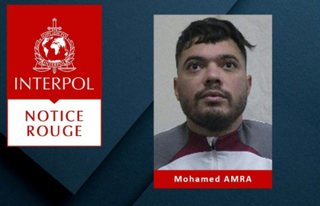 Image "Notice rouge" non datée diffusée par Interpol le 15 mai 2024 montrant le narcotrafiquant français Mohamed Amra ( INTERPOL / Handout )