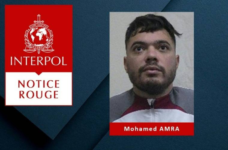 Notice Rouge publiée par Interpol, le 15 mai 2024, contre le fugitif Mohamed Amra ( INTERPOL / Handout )