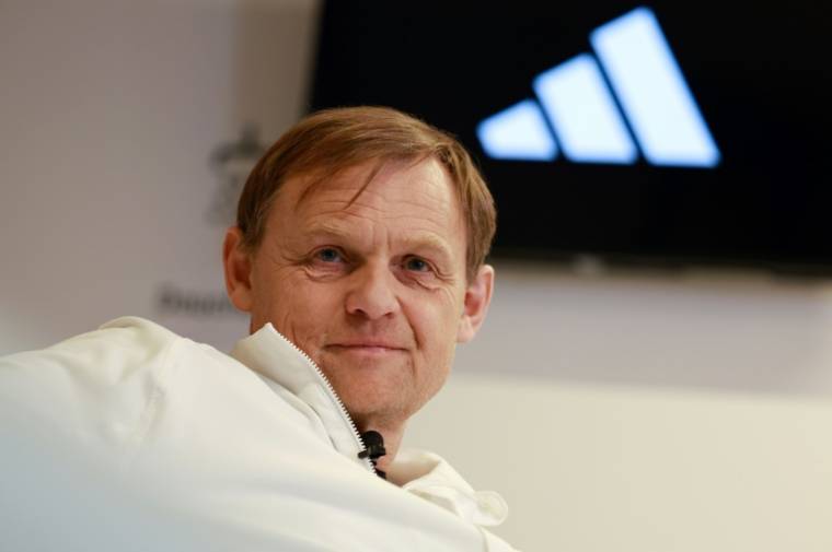 Le patron d'Adidas, Bjoern Gulden, lors d'un entretien accordé à l'AFP le 18 avril 2024 à Paris. La somme versé par Nike pour s'emparer du contrat avec la Fédération allemande est "inexplicable", -t-il estimé ( AFP / Emmanuel DUNAND )