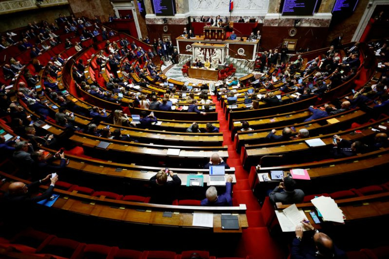 Une vue générale de l'hémicycle, à l'Assemblée nationale à Paris