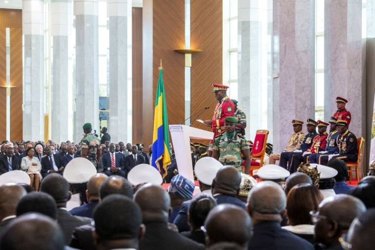 Le général Brice Oligui Nguema, chef du coup d'État, à Libreville, au Gabon