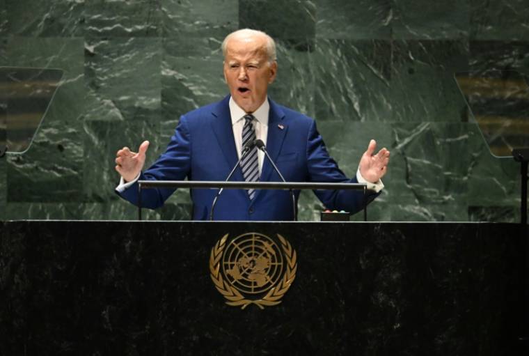 Le président américain Joe Biden s'exprime à la 78e assemblée générale de l'ONU à New York, le 19 septembre 2023 ( AFP / TIMOTHY A. CLARY )