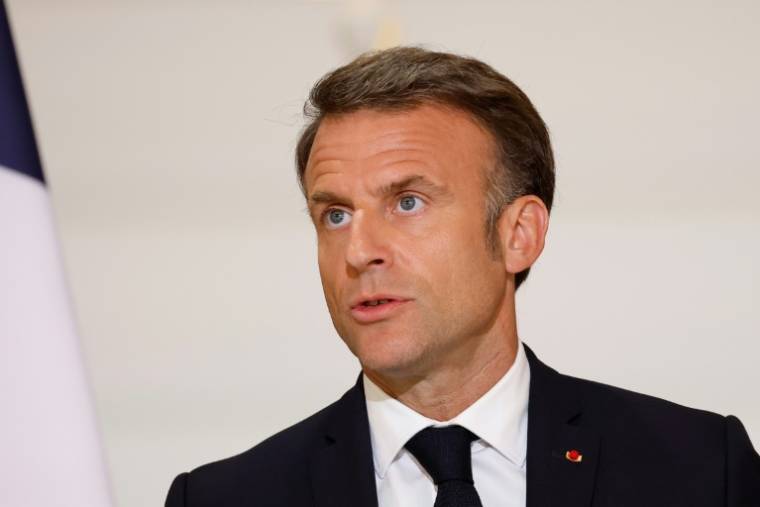 Le président de la République Emmanuel Macron à Paris, le 21 mai 2024 ( POOL / Yoan VALAT )