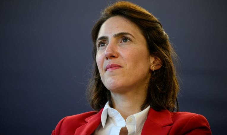 L'eurodéputée Valérie Hayer, tête de liste de la majorité aux européennes, le 29 avril 2024 à Toulouse ( AFP / Lionel BONAVENTURE )