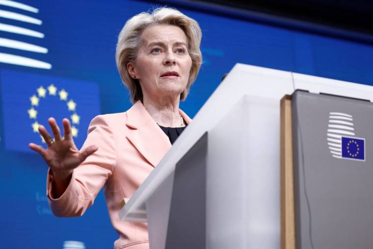 Ursula von der Leyen à Bruxelles, en Belgique, le 21 mars 2024. ( AFP / KENZO TRIBOUILLARD )