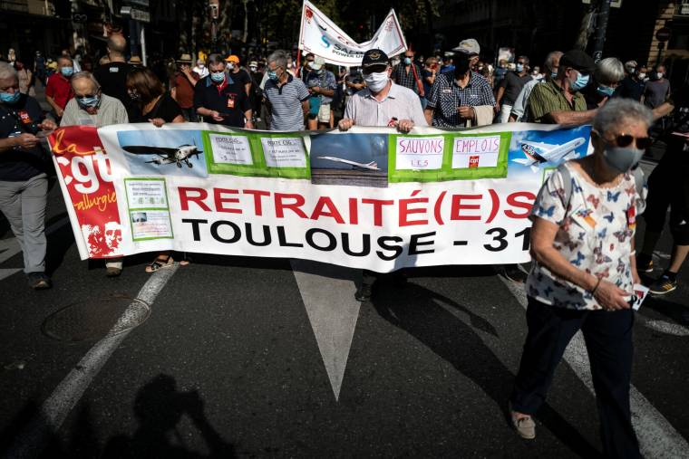 Manifestation de retraités, le 17 septembre 2020 à Toulouse. ( AFP / LIONEL BONAVENTURE )