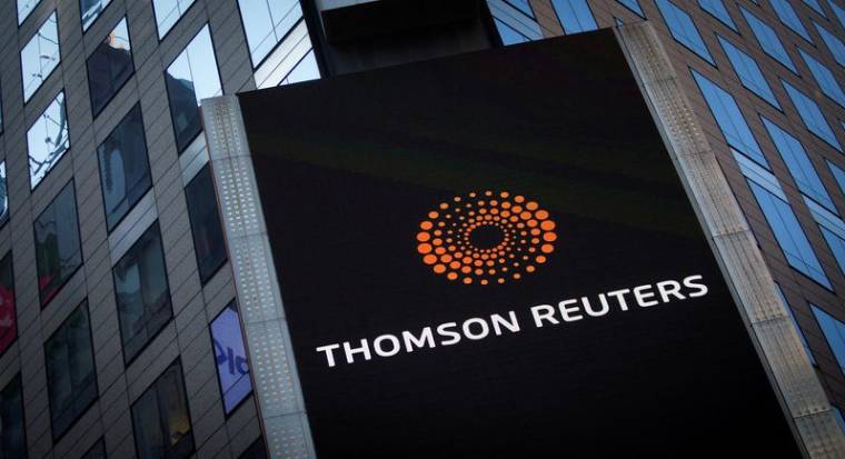Le logo Thomson Reuters à Times Square, New York