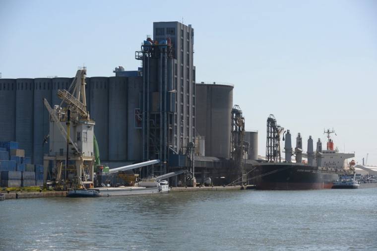 Une photo prise dans le port d'Anvers (Belgique) le 20 avril 2016 montre les installations de production de Boortmalt, une filiale d'Axéréal. Photo d'illustration.  ( AFP / ERIC PIERMONT )