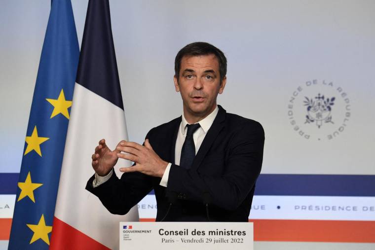 Le porte-parole du gouvernement Olivier Véran le 29 juillet 2022. ( AFP / ALAIN JOCARD )