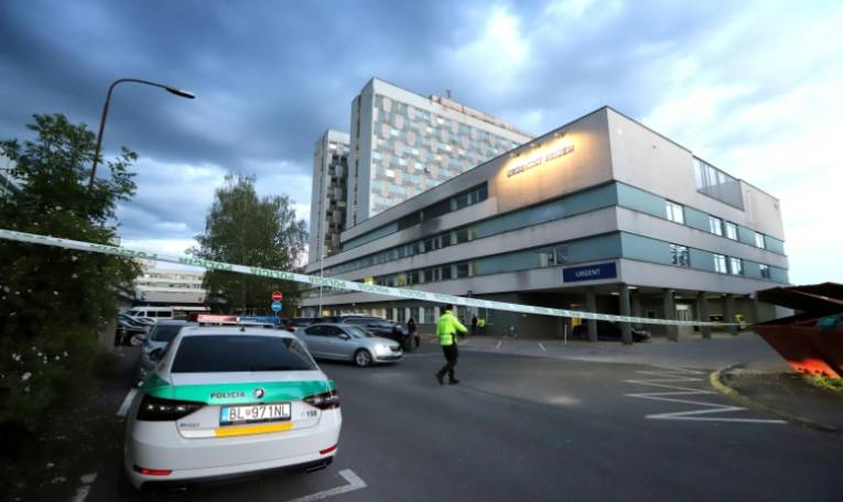 L'hôpital universitaire F. D. Roosevelt de Banska Bystrica, où le Premier ministre Robert Fico est opéré après avoir reçu de multiples coups de feu, le 15 mai 2024 en Slovaquie ( AFP / - )
