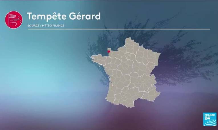 Les vents violents de la tempête Gérard perturbent le quart nord-ouest de la France