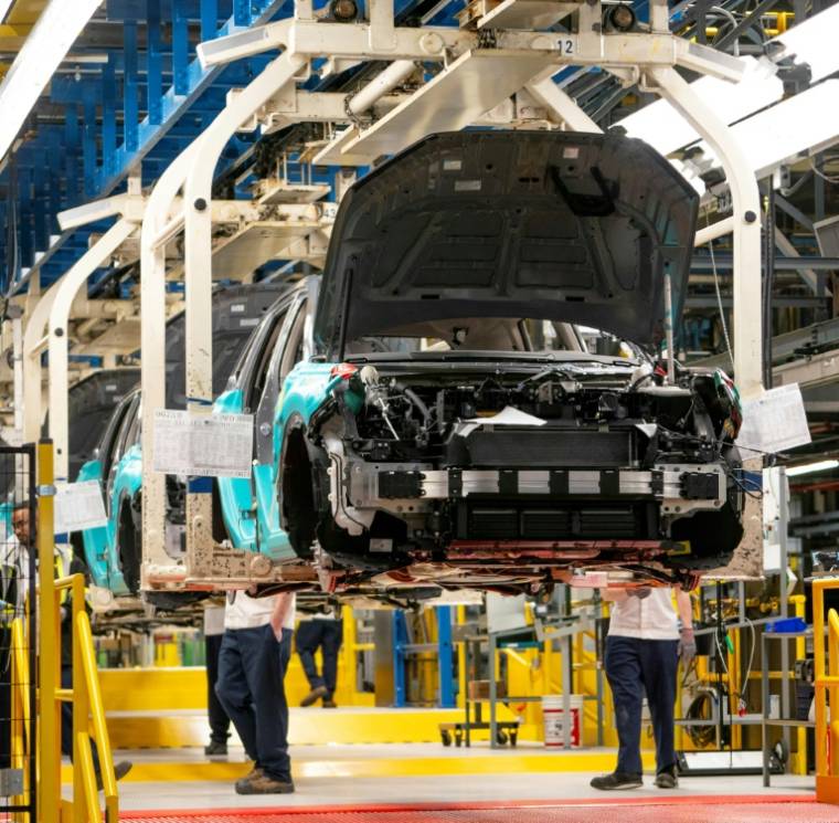 Un véhicule assemblé dans une usine Honda au Canada le 25 avril 2024 ( AFP / Peter Power )