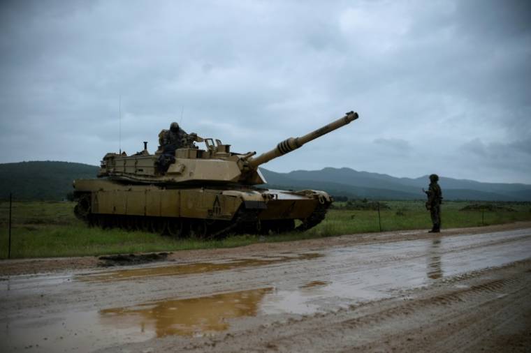 A US Army M1A2 Abrams tank during a military exercise in Novo Selo, Bulgaria, May 31, 2021 (AFP/Nikolay DOYCHINOV)