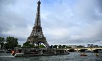 Répétition de navigation sur la Seine pour la cérémonie d'ouverture des Jeux olympiques de Paris 2024, le 17 juin 2024 à Paris ( AFP / JULIEN DE ROSA )