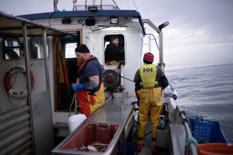 Des pêcheurs britanniques près de Whitby, au Royaume-Uni, le 16 mai 2024. (illustration) ( AFP / OLI SCARFF )