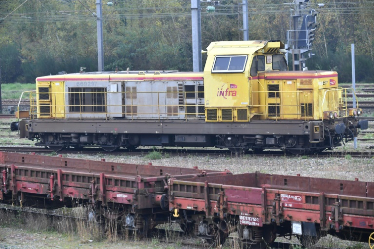 Une locomotive de fret, à Angers, le 16 novembre 2024 ( AFP / JEAN-FRANCOIS MONIER )