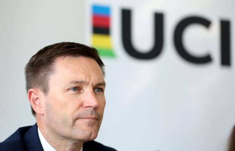Lappartient, président de l'UCI, lors d'une conférence de presse à Aigle
