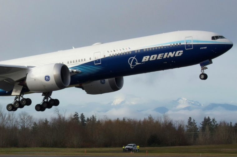 Le programme du 777X, dernier né de Boeing, retardé par un problème de certification, à Everett dans le nord-ouest des Etats-Unis, le 25 janvier 2020 ( AFP / Jason Redmond )