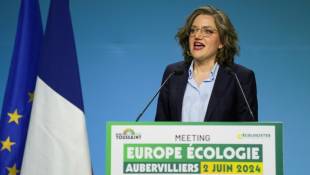 La tête de liste des Ecologistes aux élections européennes, Marie Toussaint, le 2 juin 2024, à Aubervilliers, en Seine-Saint-Denis ( AFP / Zakaria ABDELKAFI  )