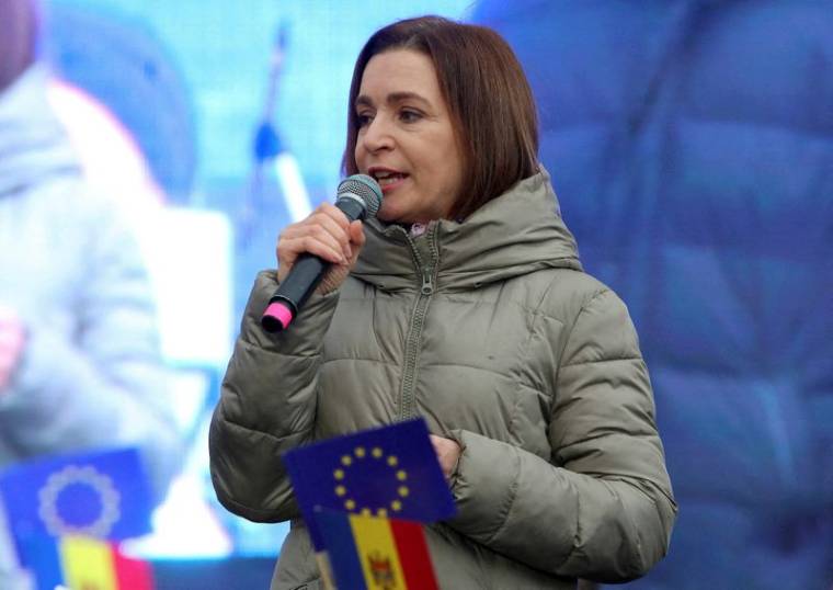 La présidente moldave Maia Sandu lors d'un rassemblement à Chisinau