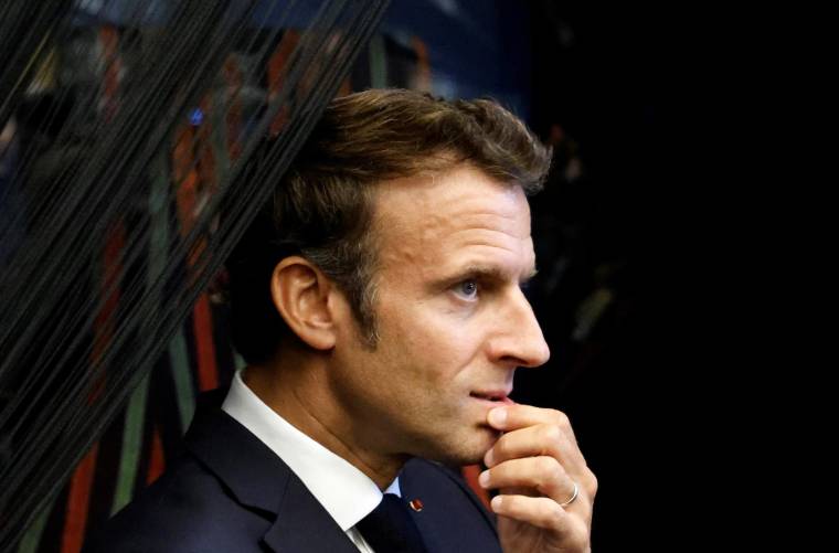 Emmanuel Macron, le 27 juillet 2022, au Bénin ( AFP / Ludovic MARIN )
